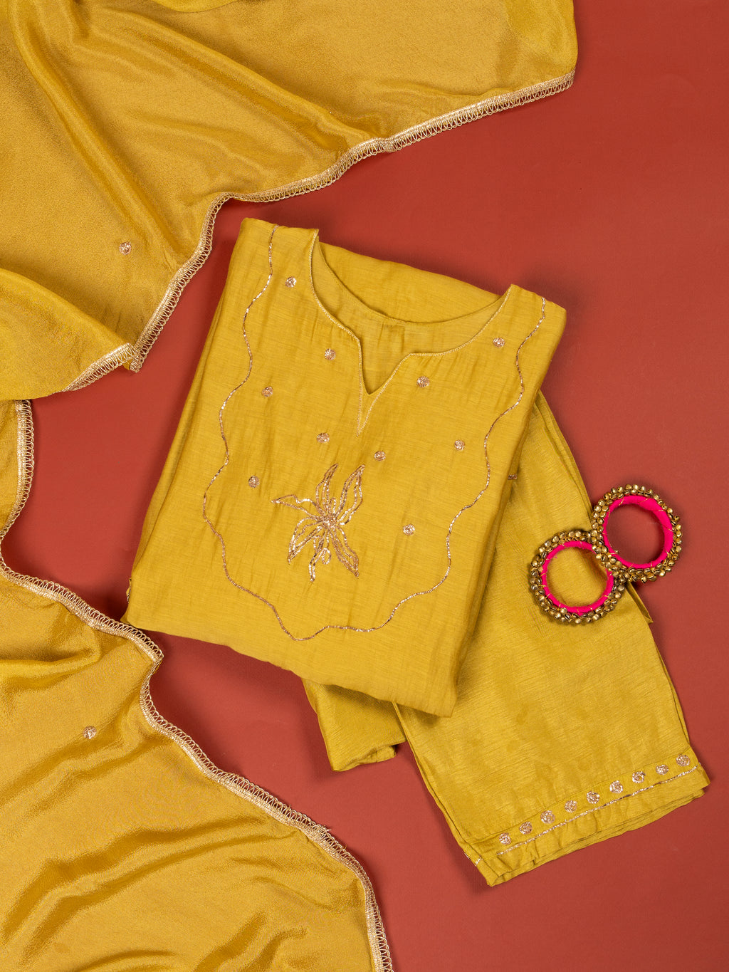 Tara Zari Yellow Kurta Set