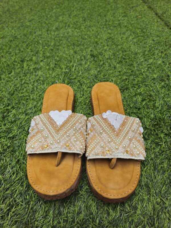Pearl handwork doctor sole slip ons