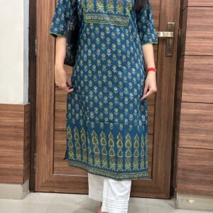 Ajrakh Print Kurti With Lace Detailing